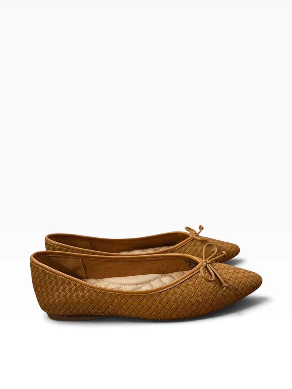 Birdies The Goldfinch Woven Leather Ballet Flats Tan